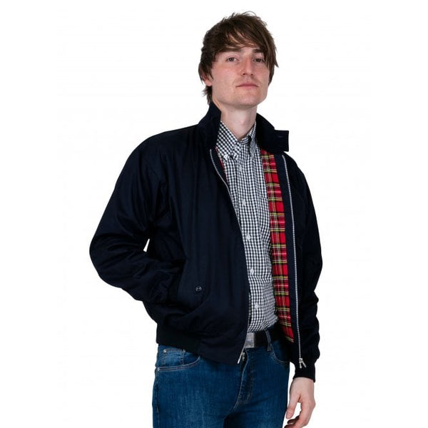 Navy Harrington Jacket With Red Tartan Lining – Army and Navy