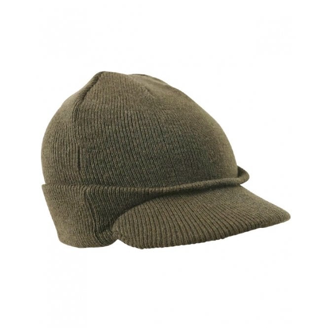 Peaked Beanie Hat WW2 Style Green