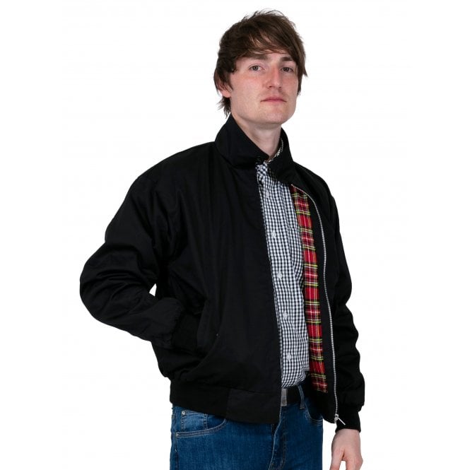 Black Harrington Jacket With Red Tartan Lining – Army and Navy