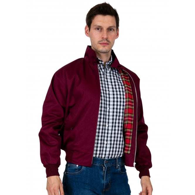 Burgundy Harrington Jacket With Red Tartan Lining – Army and Navy
