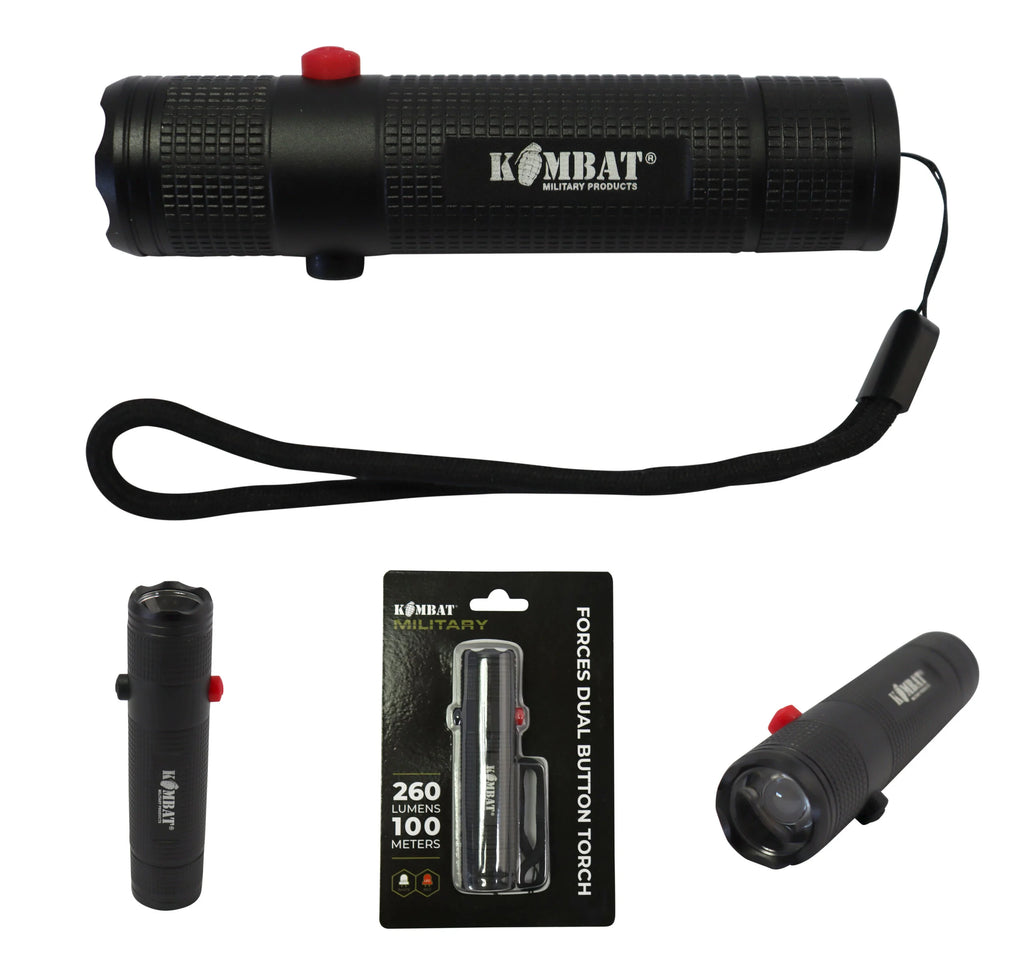Forces Dual Button Torch – Red & White LED (260 Lumens, Lightweight ...